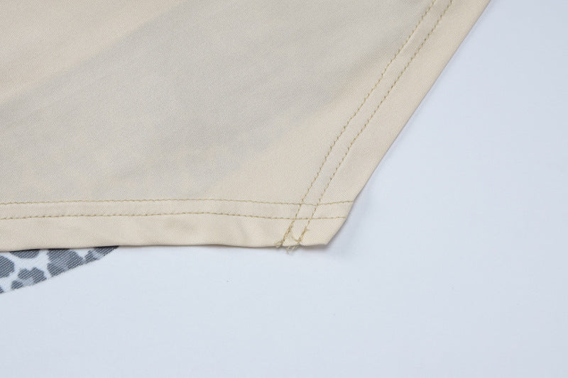 Women Summer Leopard Print V-neck Mesh Patchwork Ruffle Strap Dress 12