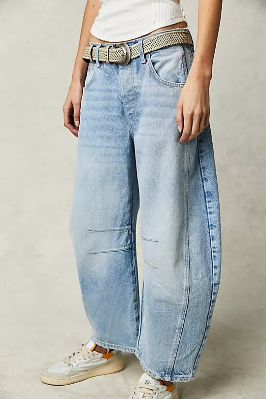 Autumn Loose Street Low Waist Women Wide Leg Denim Pants 5
