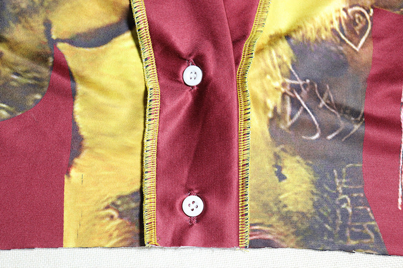 Women's Long Sleeve Crop Top Fashion Breasted Two-Piece Skirt Set 13