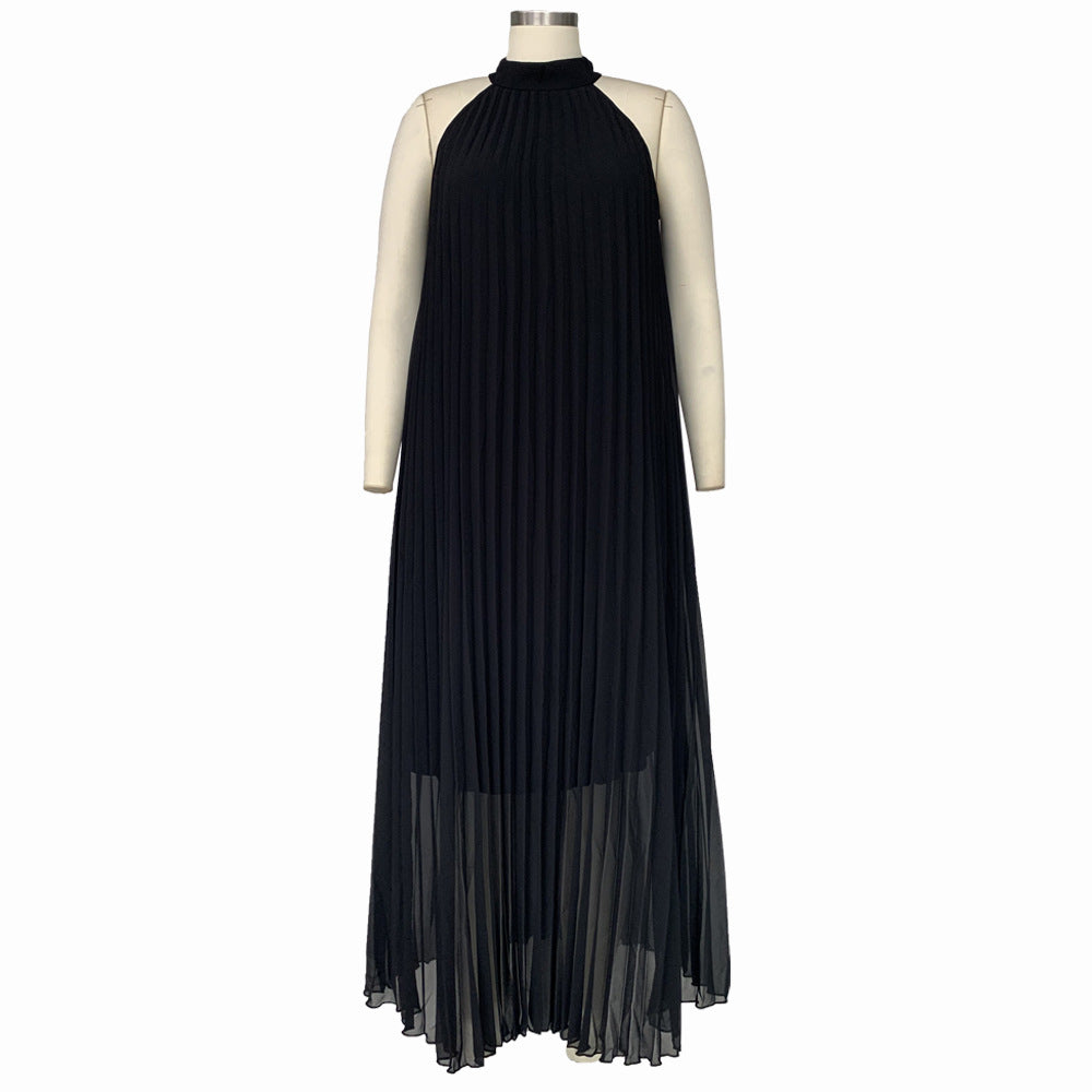 Women Pleated Loose Sleeveless Dress 19