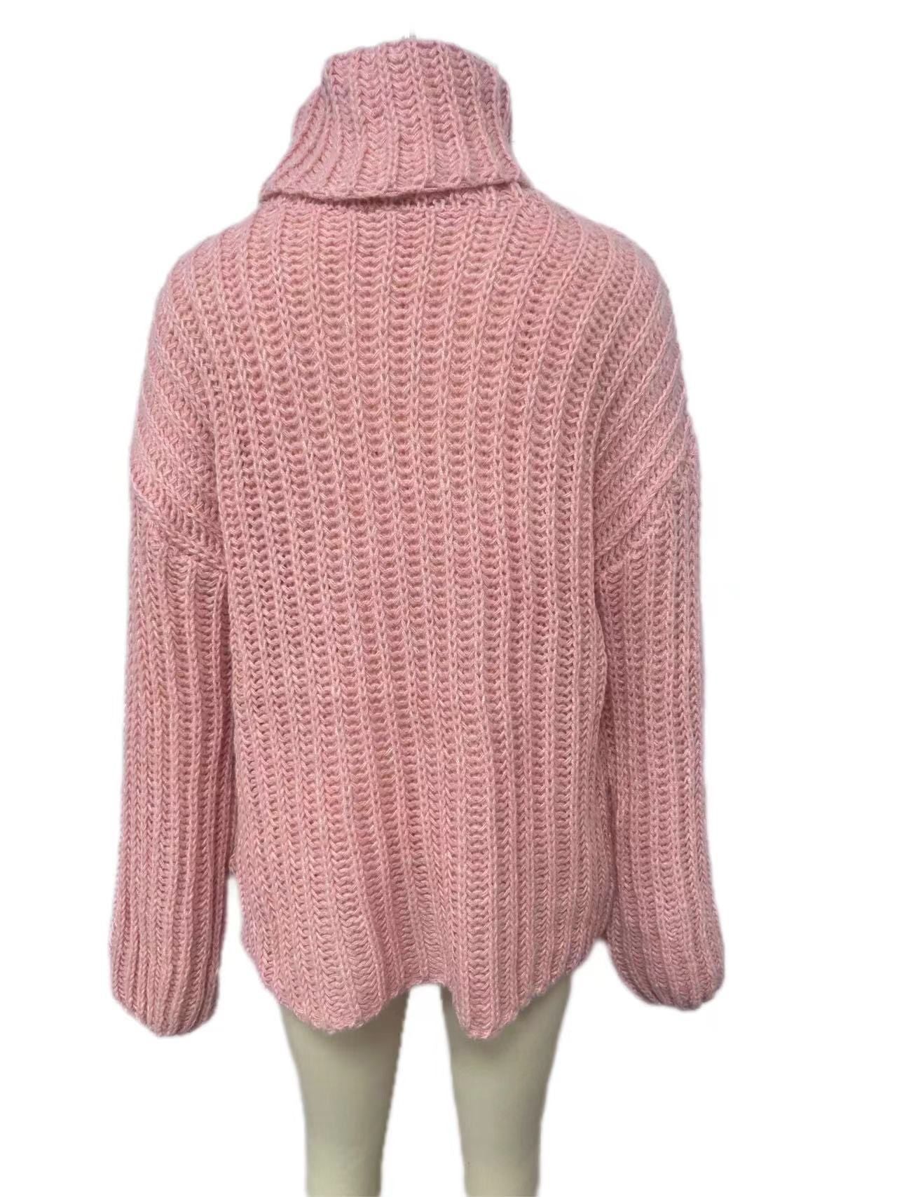 Women winter knitting outfit fluffy long sleeve sweater 17