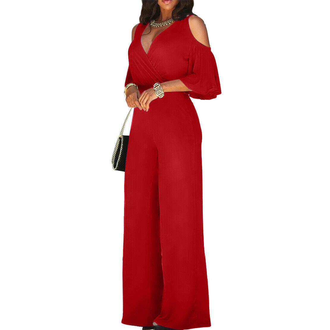 Women Cut Out Short Sleeve Wide Leg Jumpsuit with Belt 9