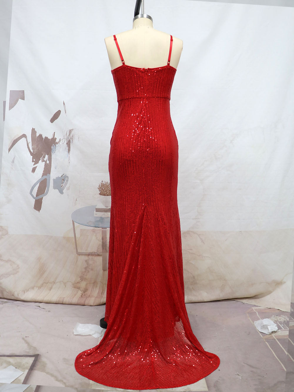 Spring and summer sling sequins slit trailing evening dress Formal Party sexy suspender dress 18