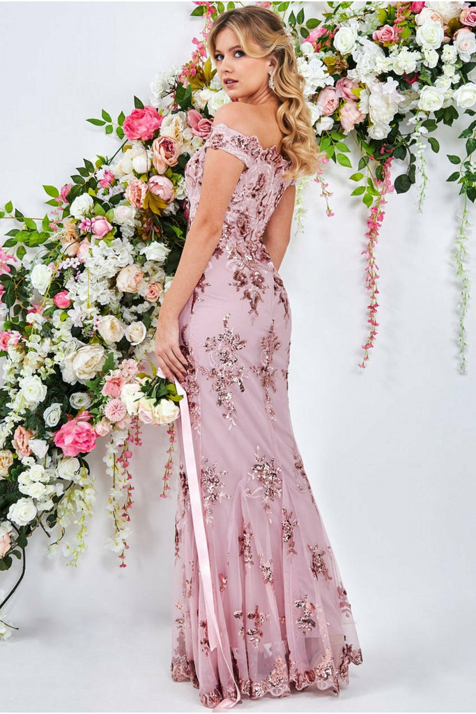 Women Elegant off shoulder sequins Fishtail Evening Dress 8