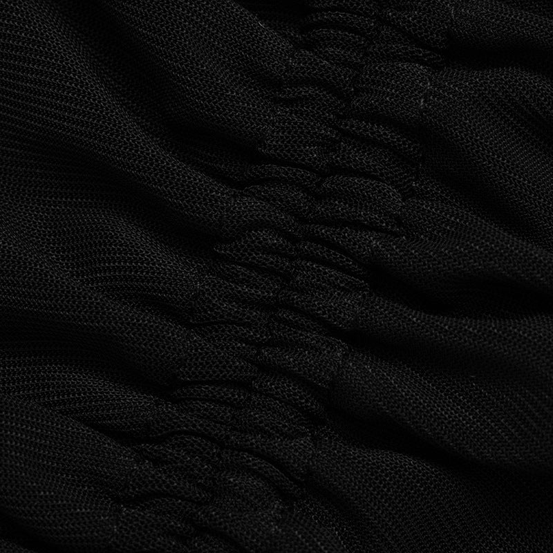 Women's Autumn Solid Color Sexy Off-Shoulder Short Sleeve Low Back Lace-Up Pleated Short Dress 27