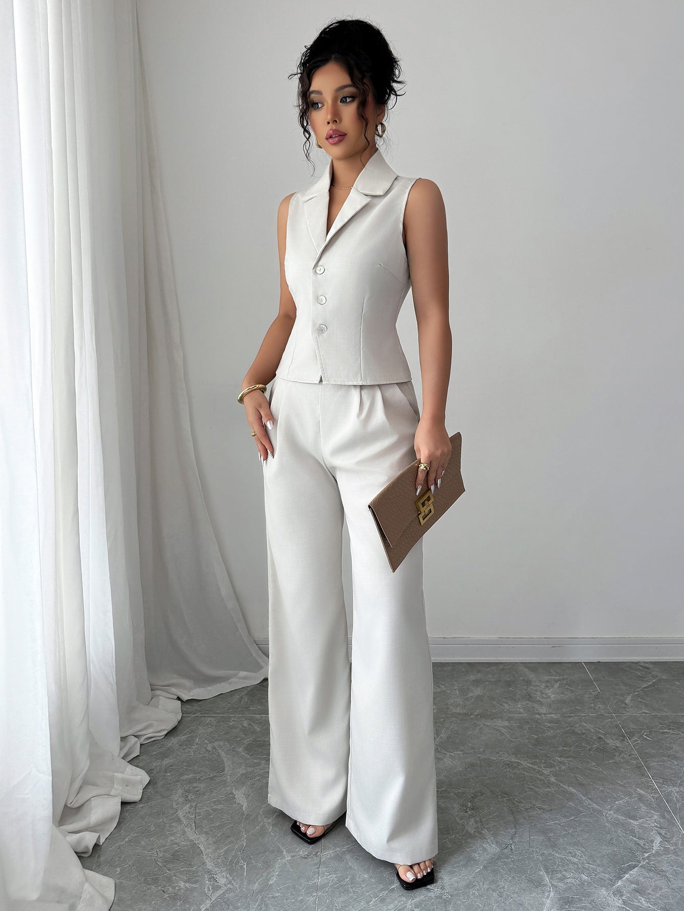 French Holiday Button-Down Vest & Pants Set 5