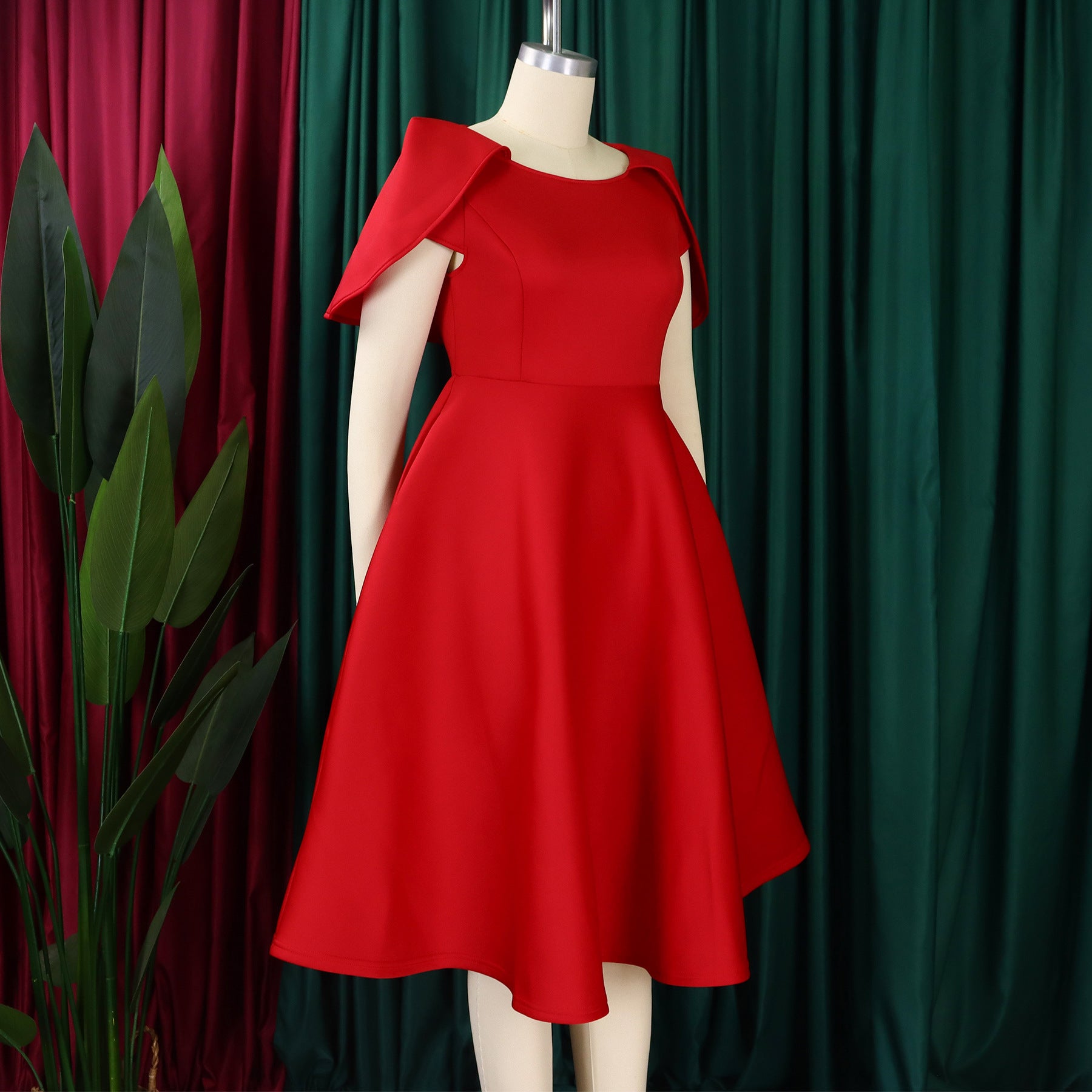 Women Short Sleeve Cape Dress 17