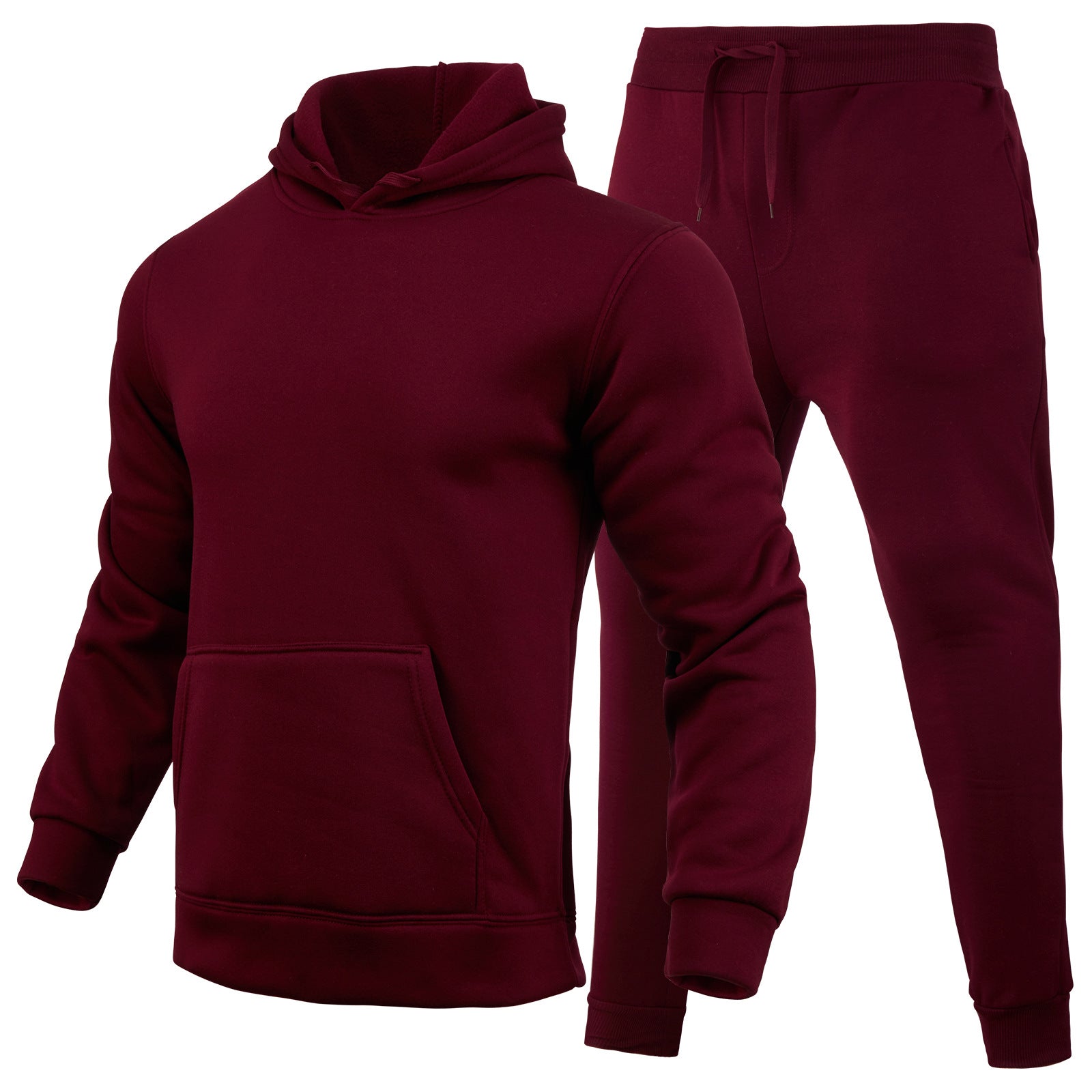 Men Casual Solid two-piece fleece loose Hoodies and sweatpants two-piece set 28