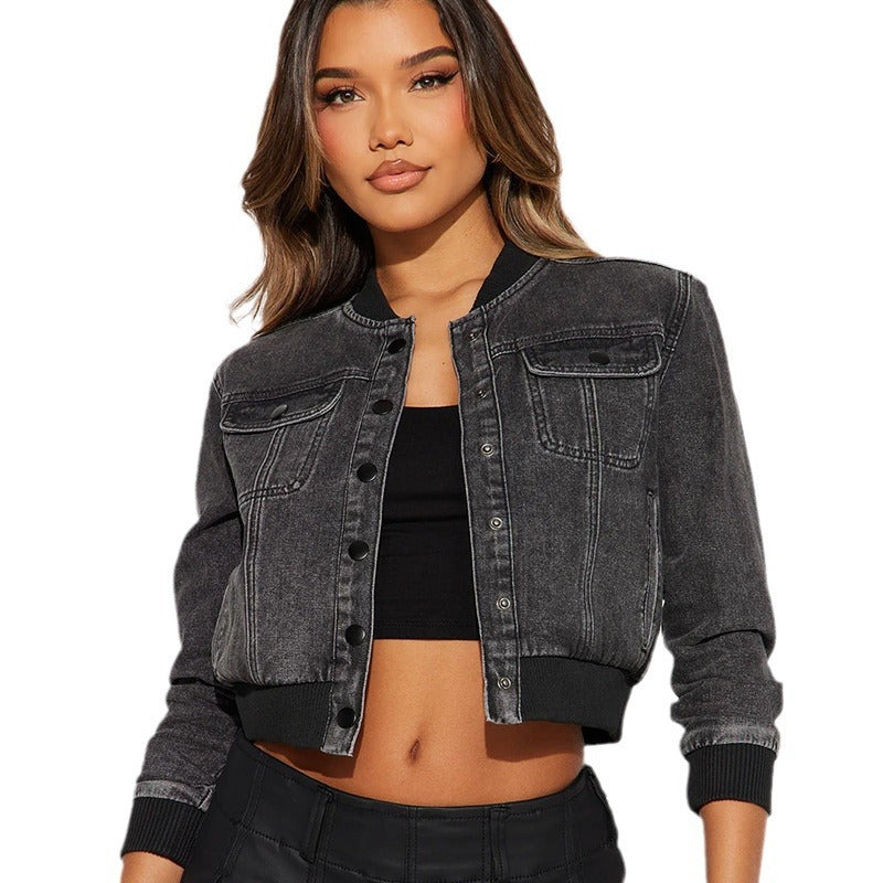 Autumn Fashion Long Sleeve Short Denim Jacket 5