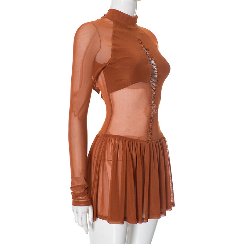 Women sexy see-through hollow bodycon dress 8