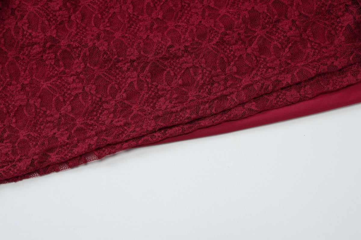 Women Summer Solid Slash Shoulder Sexy Cutout Lace Bodycon Dress 12