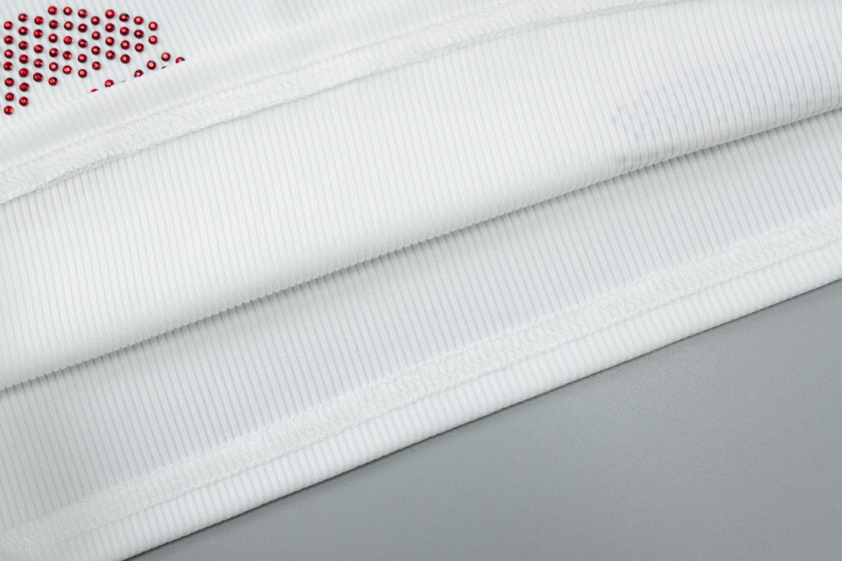 Women's summer fashion Beaded Crop vest slim sports Basic pants two piece set 18