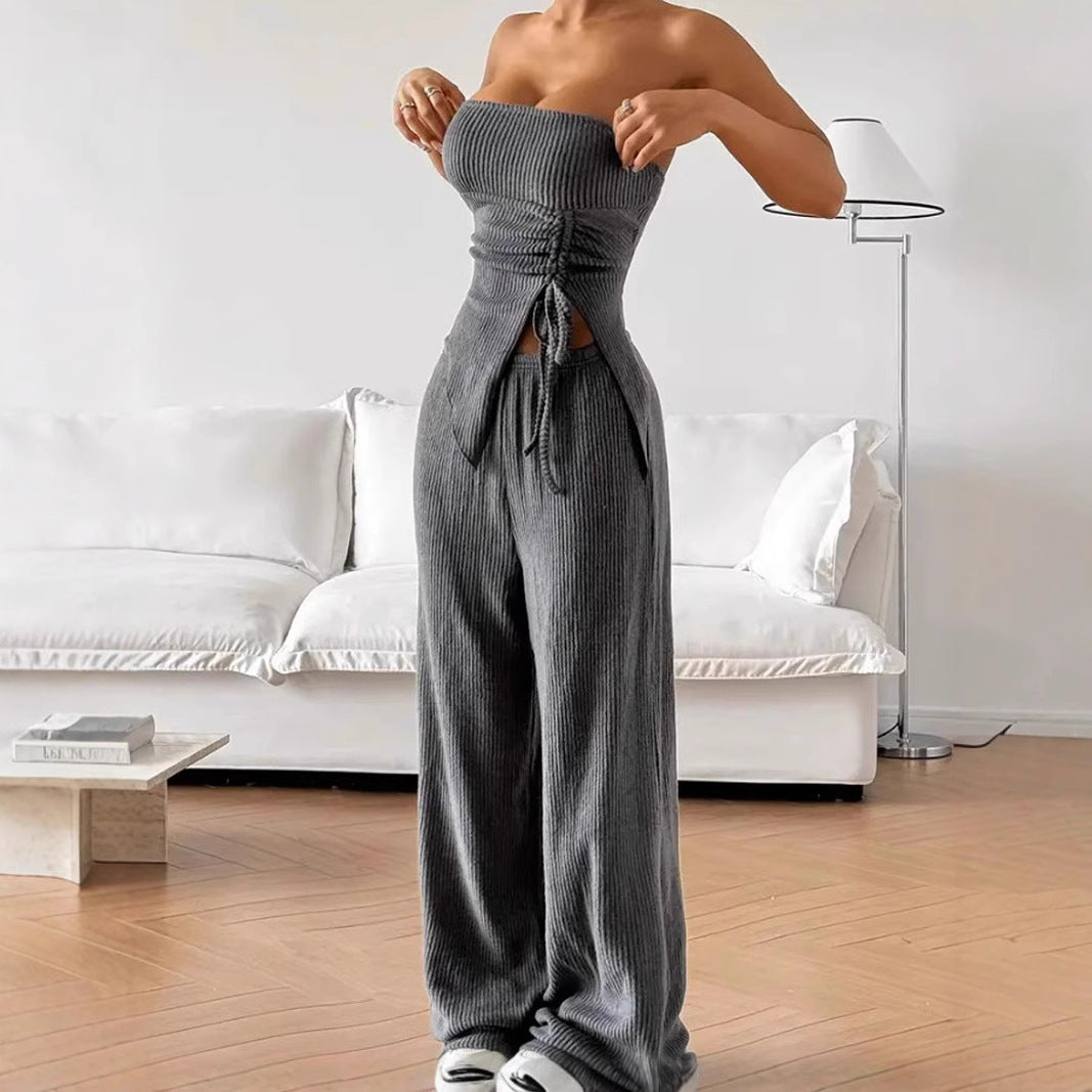 Women Sexy Ribbed Top and Pants Ribbed Two-Piece Set 10