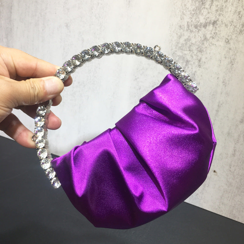 women's rhinestone clutch bag diamond pleated mini evening bag Messenger small bag 15