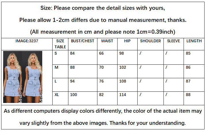 Fashionable Spring And Summer Casual Slim Denim Sleeveless Dress 7
