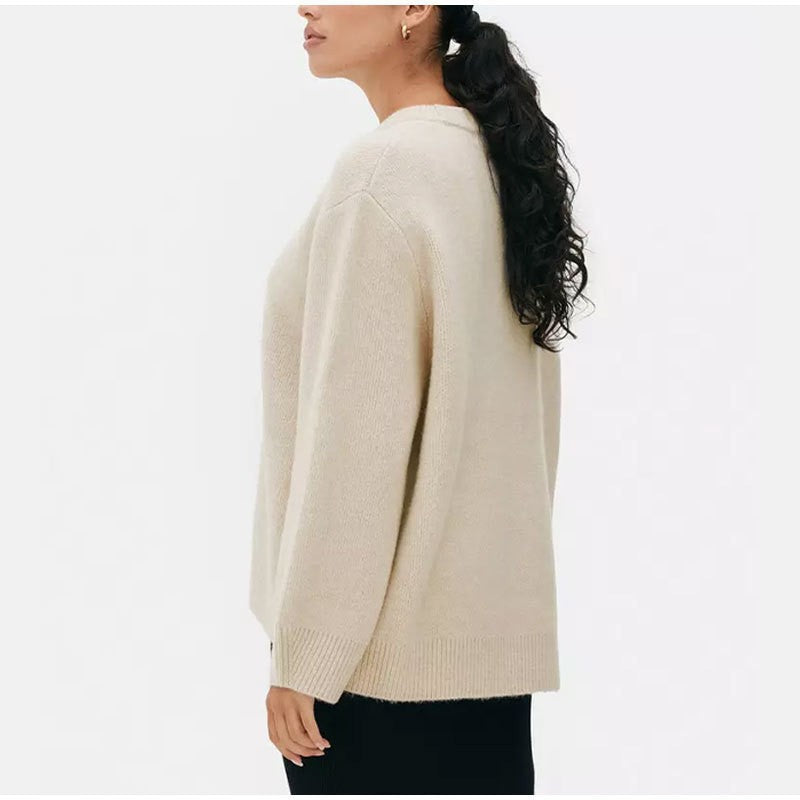 Women Loose-Cut Winter Pink Round Neck Casual Sweater 9