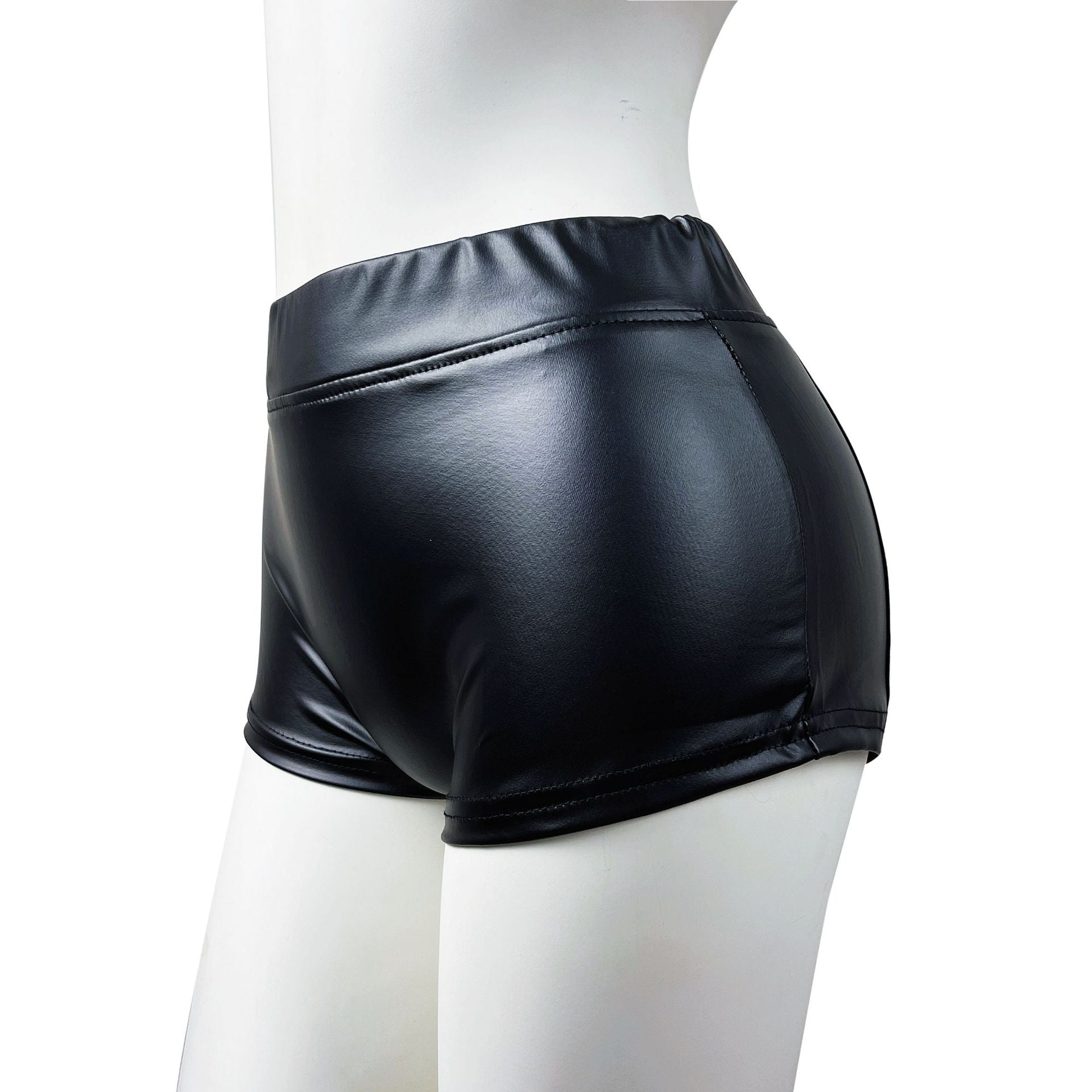 Women Summer Stretch Pu-Leather Casual Shorts 8