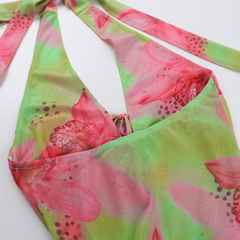 Printed Low-Back Summer Women's Short Holiday Dress 15