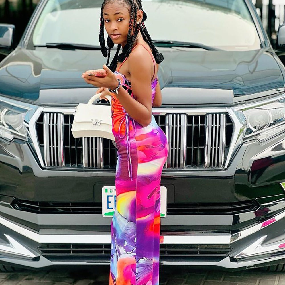 Women Sexy Printed Strap Dress 4