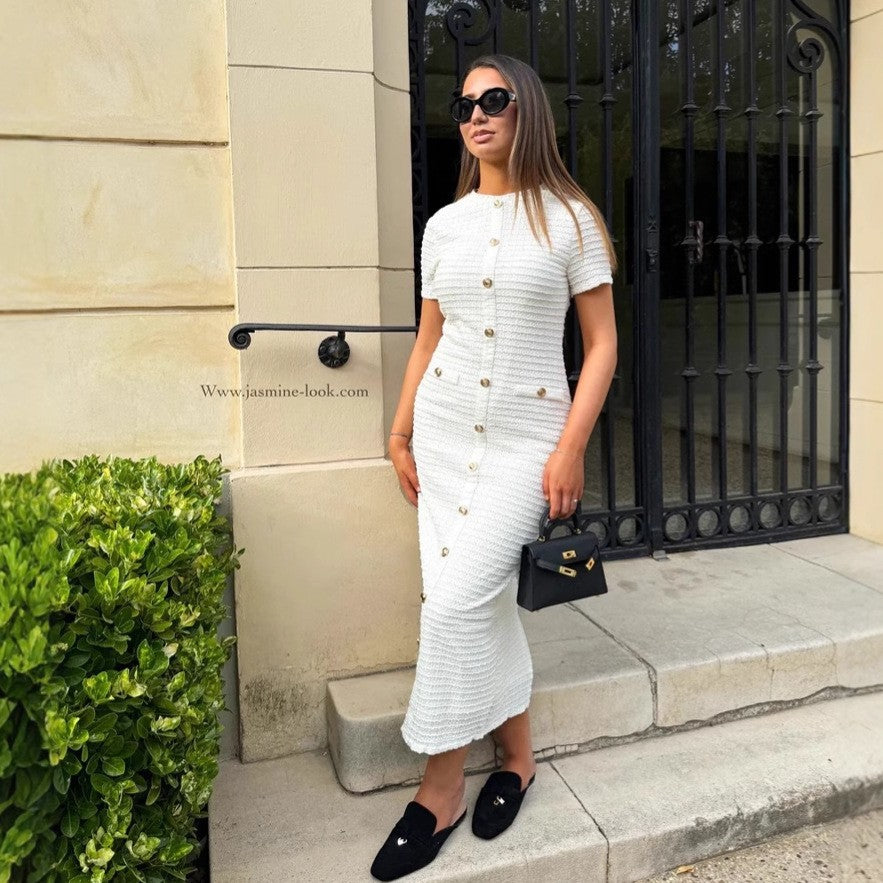 Women spring and autumn French retro knitting short-sleeved dress 3