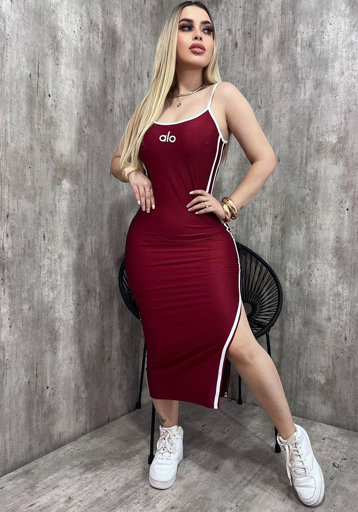 Women Elegant Embroidered Sleeveless Slit Dress