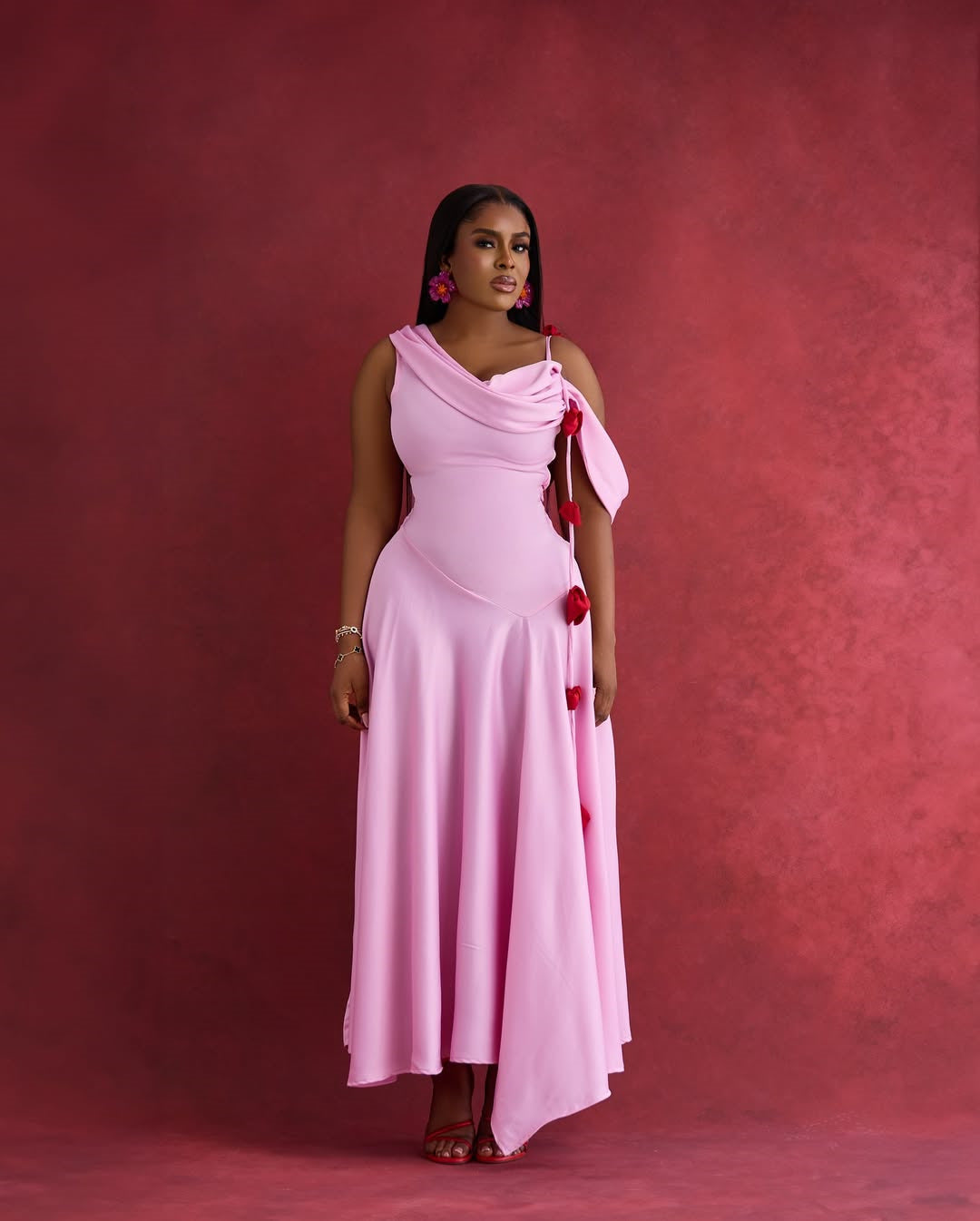 Women's Summer Chic Slash-Shoulder Slim Wasit Strap Maxi Dress