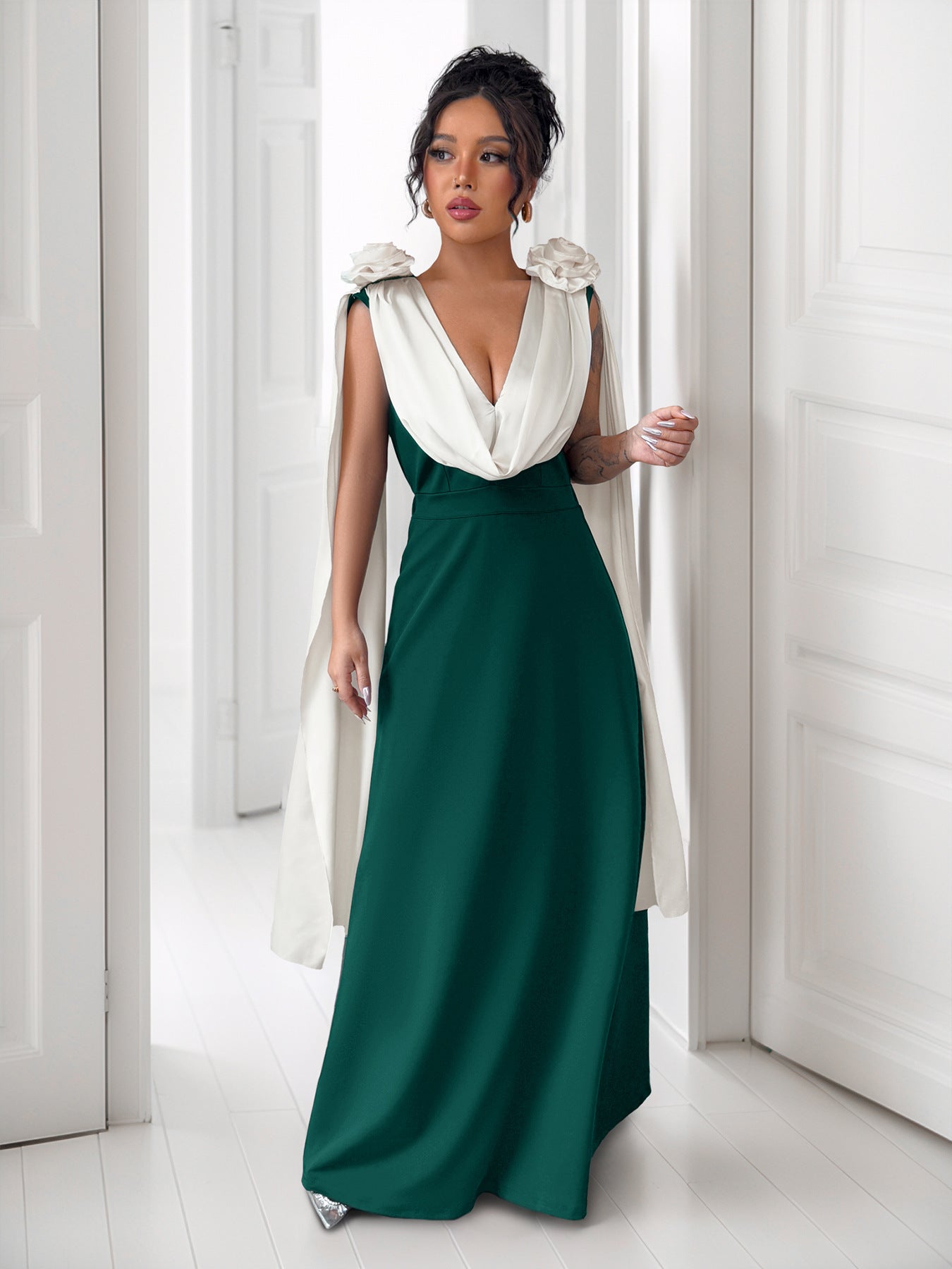 Women Party Sleeveless Contrast Dress 3