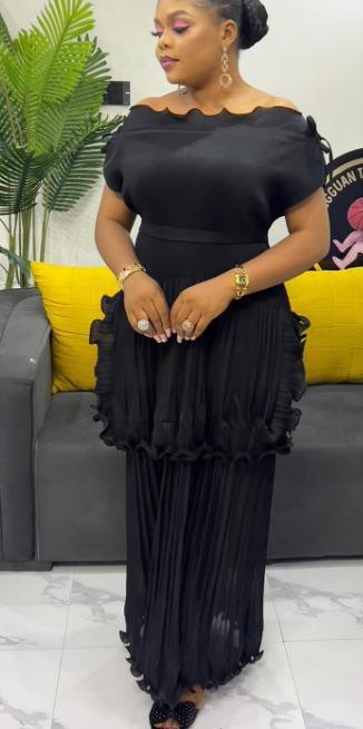 Plus Size Women's Fashion Elegant Chic Ruffle Summer Maxi Dress African Style 4