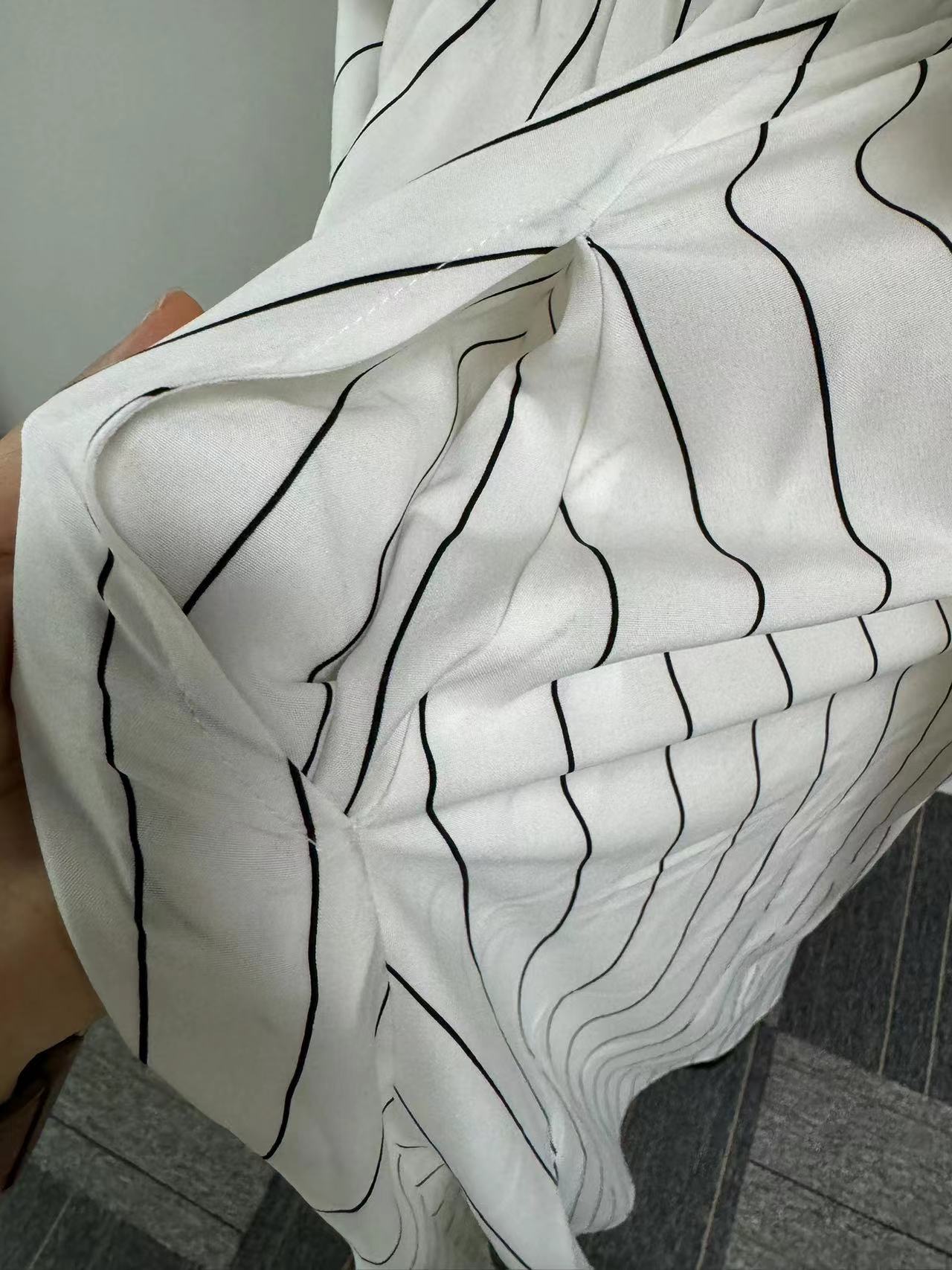 Women Striped Round Neck Sleeveless Backless Cross Straps Dress 9