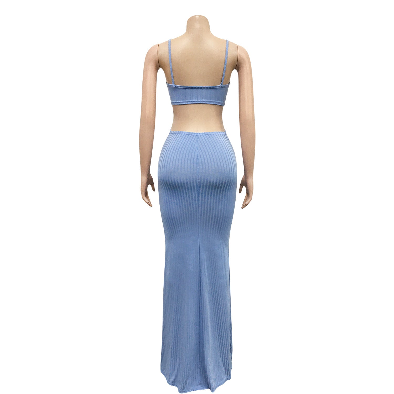 Sexy Knitted Strap Solid Color Dress for Women 32