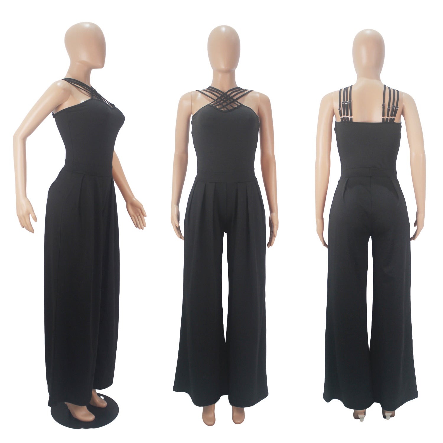 Women Sexy Crossover Wide Leg Jumpsuit 9