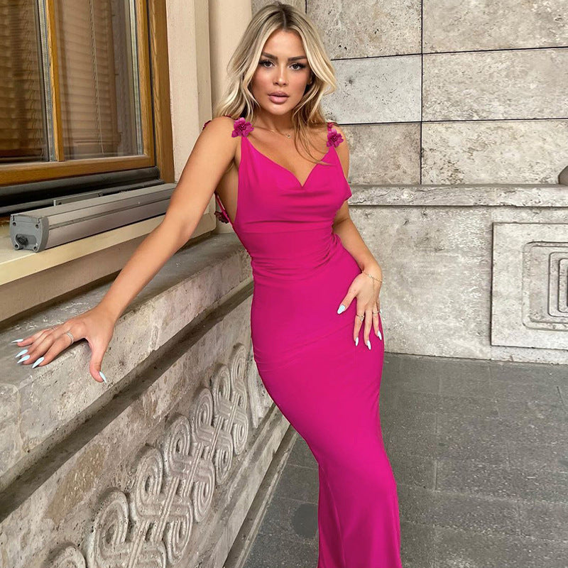 Women Fall Sexy Backless Strap Dress 3