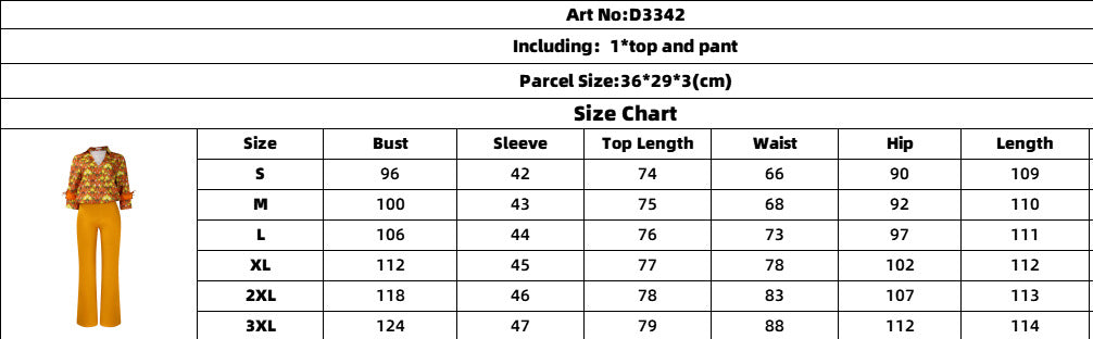 Women's Print Shirt Wide Leg Pants African Two-Piece Set 17