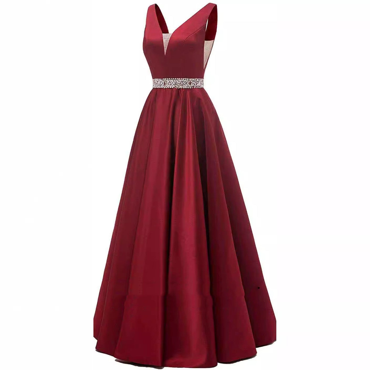 Women Straps V-neck satin sleeveless Backless Formal Party evening dress（Processing time need 3-6 days） 5