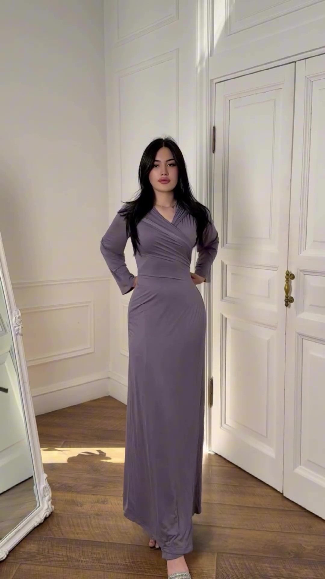 Women's Fashion Hooded Slim Lace-Up Long Sleeve Long Dress 3