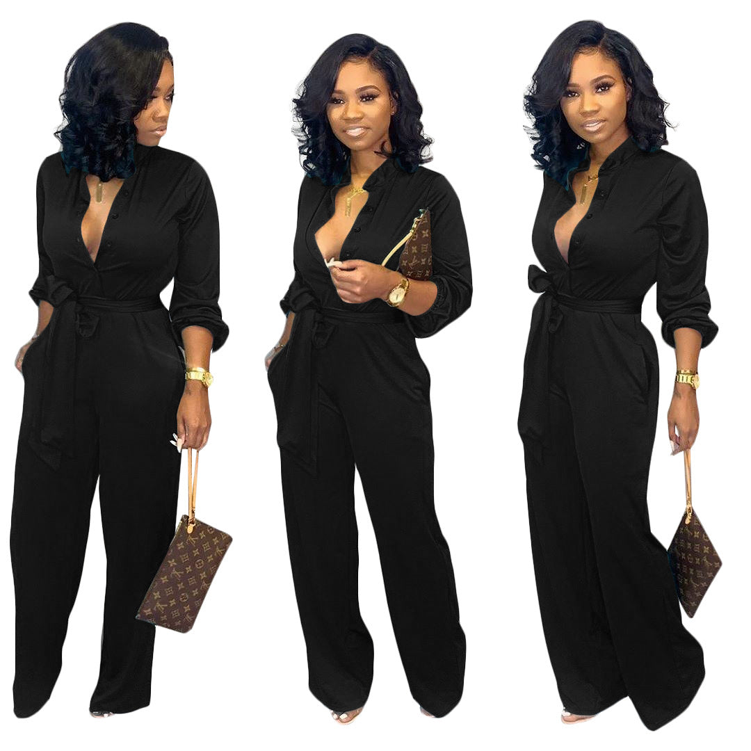Women Sexy Solid Loose Jumpsuit 9