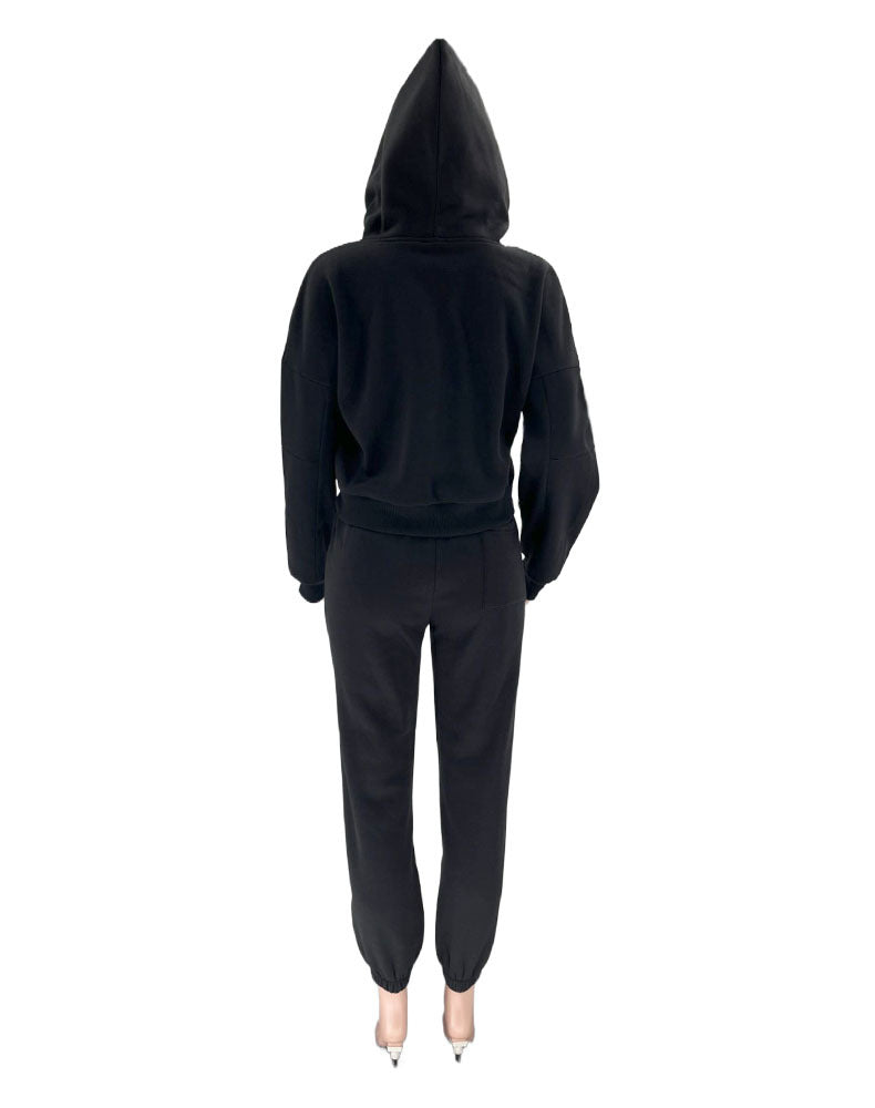 Women Autumn and Winter Solid Hoodies and Casual Hoodies Two-piece Set 20