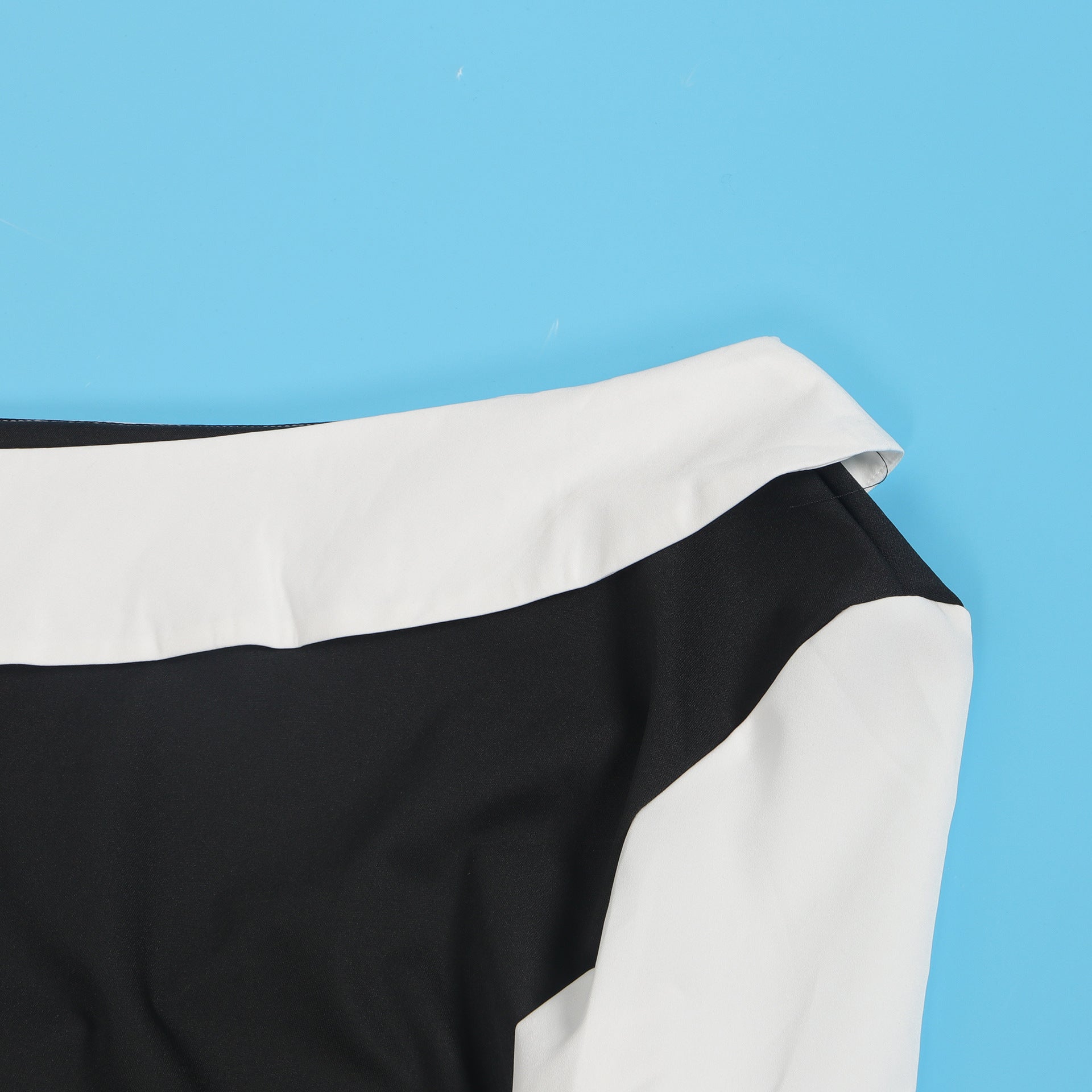 Women Contrast Slash Shoulder Stretch Bodycon Slit Balloon Sleeve Dress 23