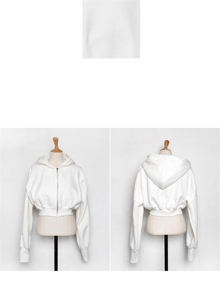 Autumn and winter chic fashion hooded short sportsCasual zipper women's trend Hoodies 17