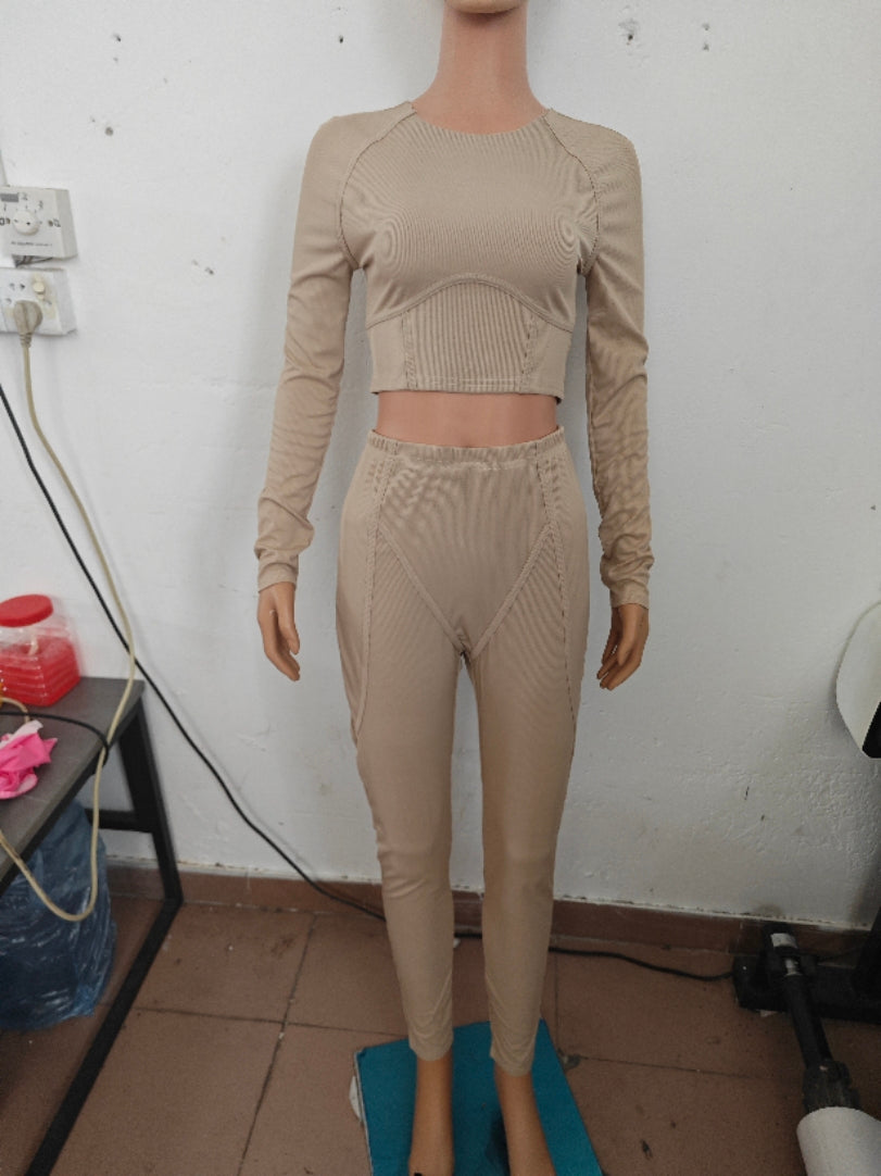 Women Line Design long-sleeved Top and Pant two-piece set 10