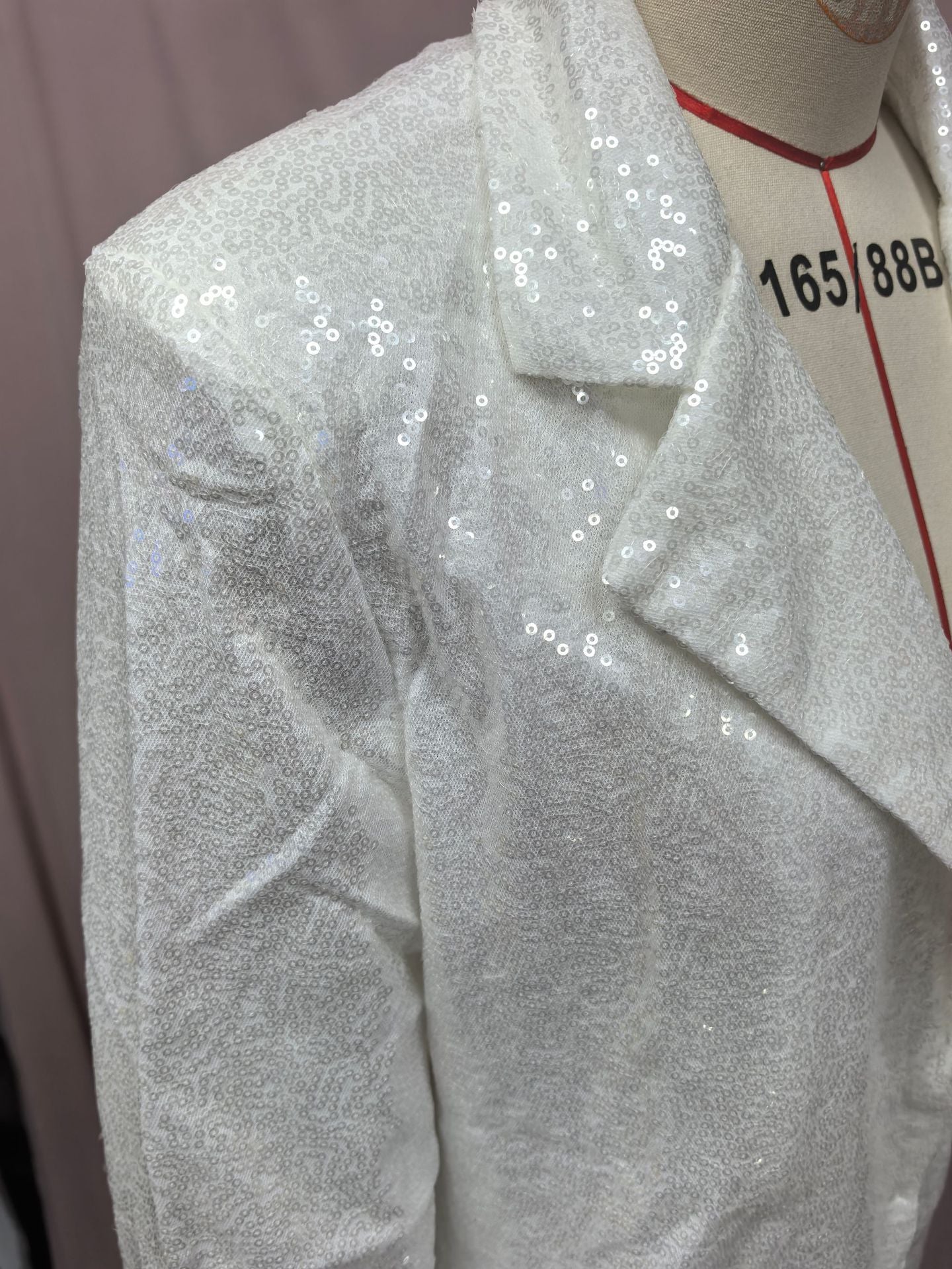 Women's Long Sleeve V-Neck Sequined Blazer Pants Two-Piece Set 10