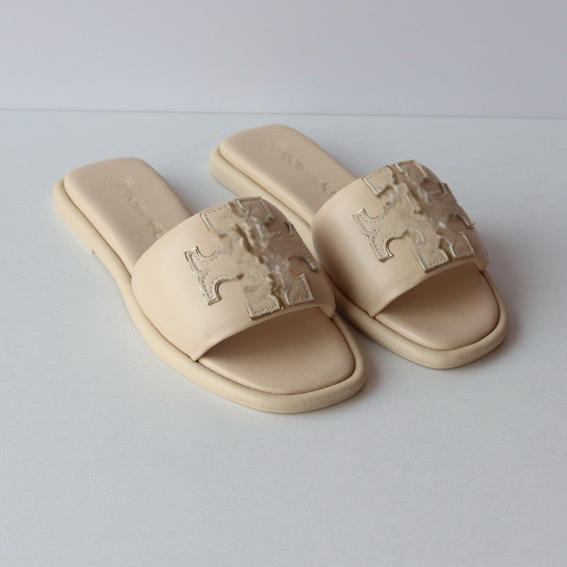 Flat Leather Beach Sandals for Women Summer Outdoor Fashionable Flip Flops 8