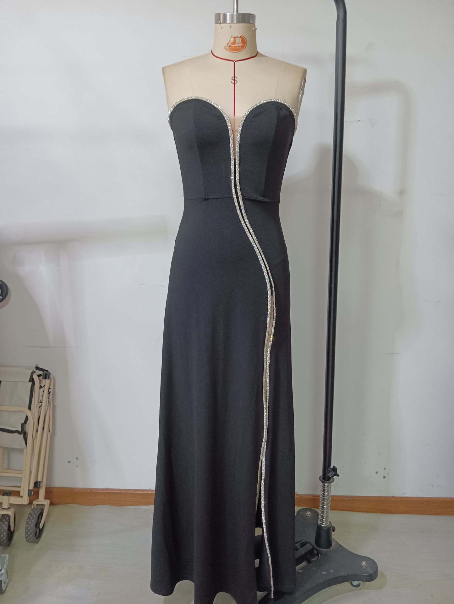 Women's Chic Elegant Strapless Bodycon High Waist Slit Long Dress Party Evening Gown 8