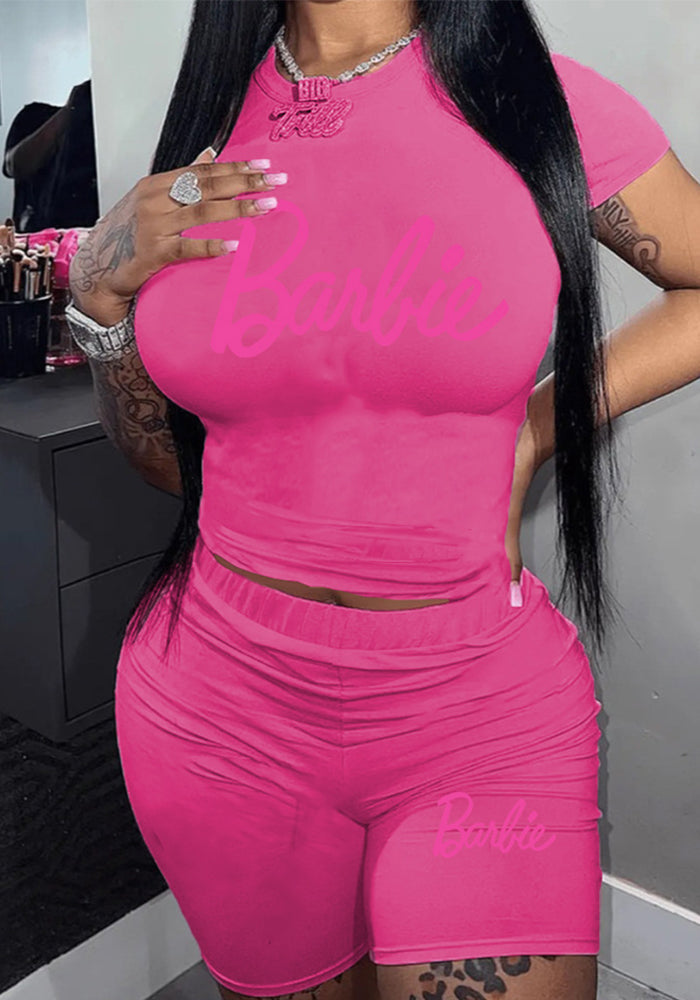 Women printed short-sleeved T-shirt And shorts two-piece set