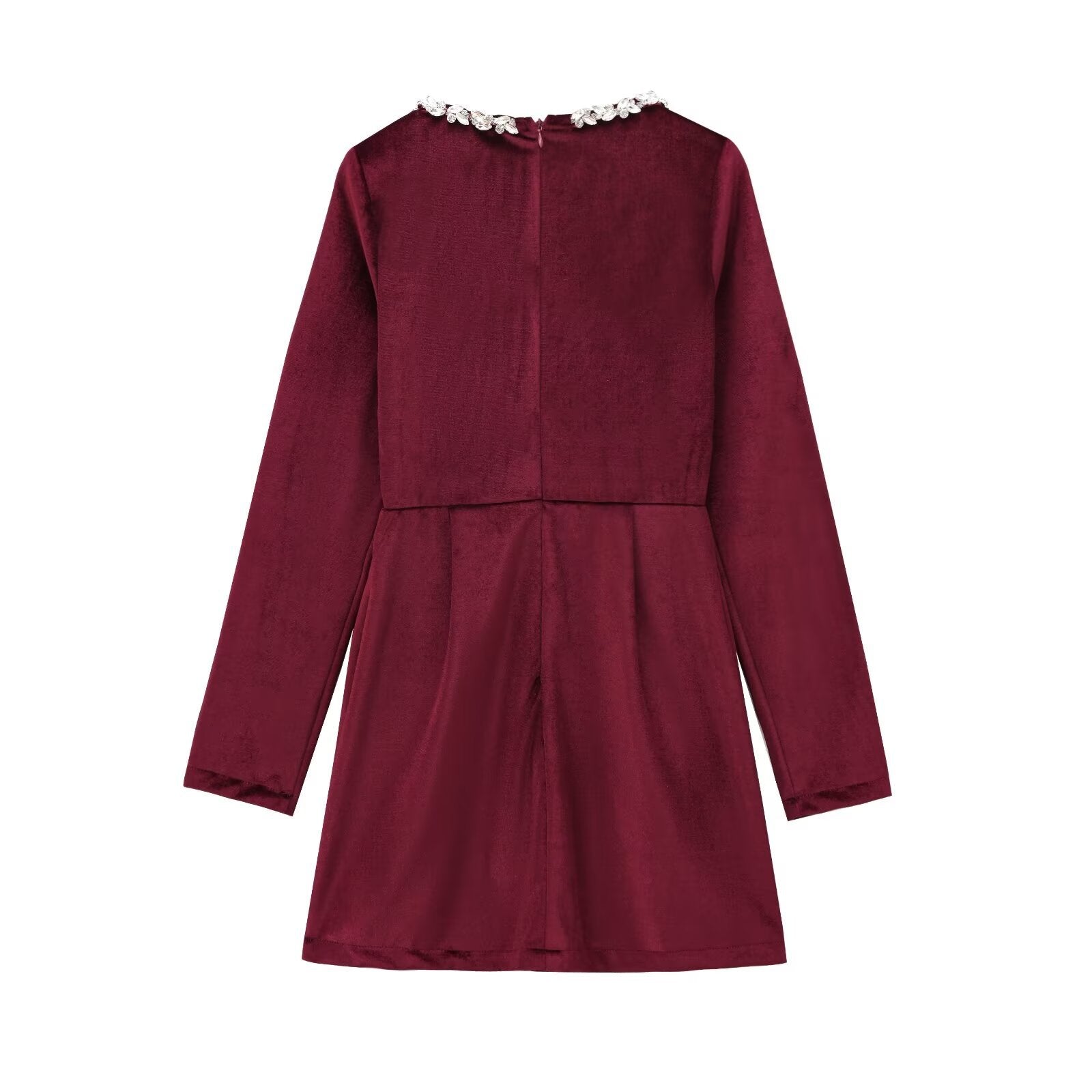 WomenŸ??s Formal Fashion Velvet Diamond-Embellished Mini Dress 13