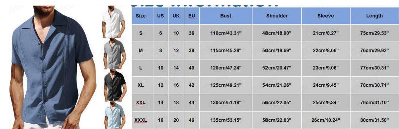 Men Casual Cuban Guayabera Short Sleeve Beach Shirt 18