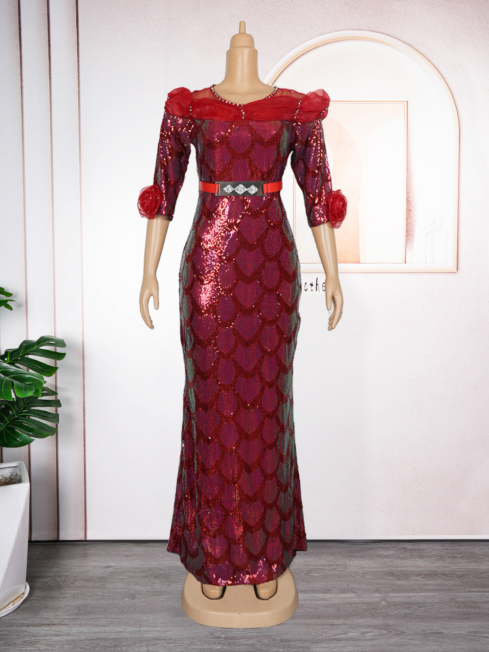 Plus Size Women Sequin Party Fishtail Dress 8