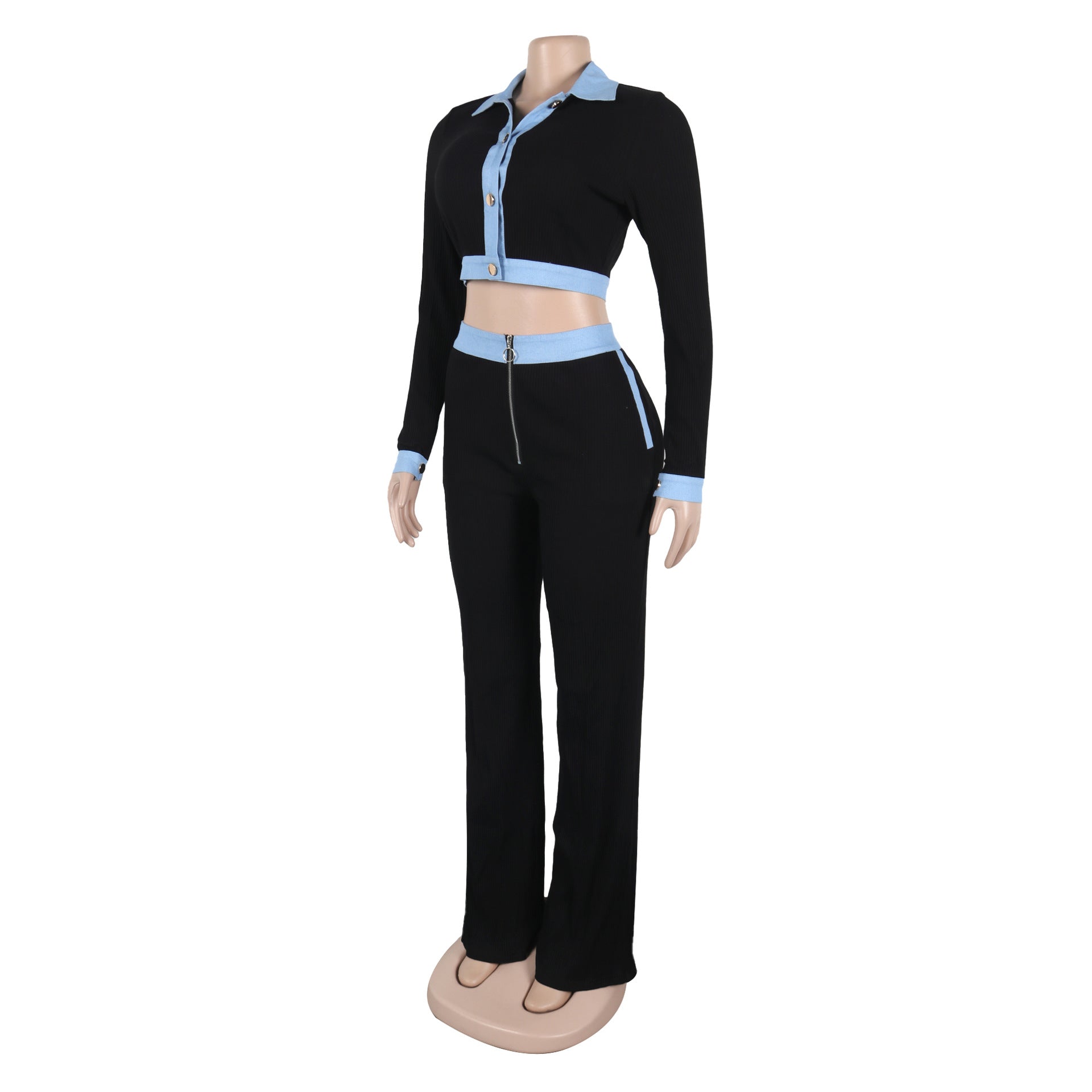 Women Sexy Single-Breasted Top and Pants Two-Piece Set 8