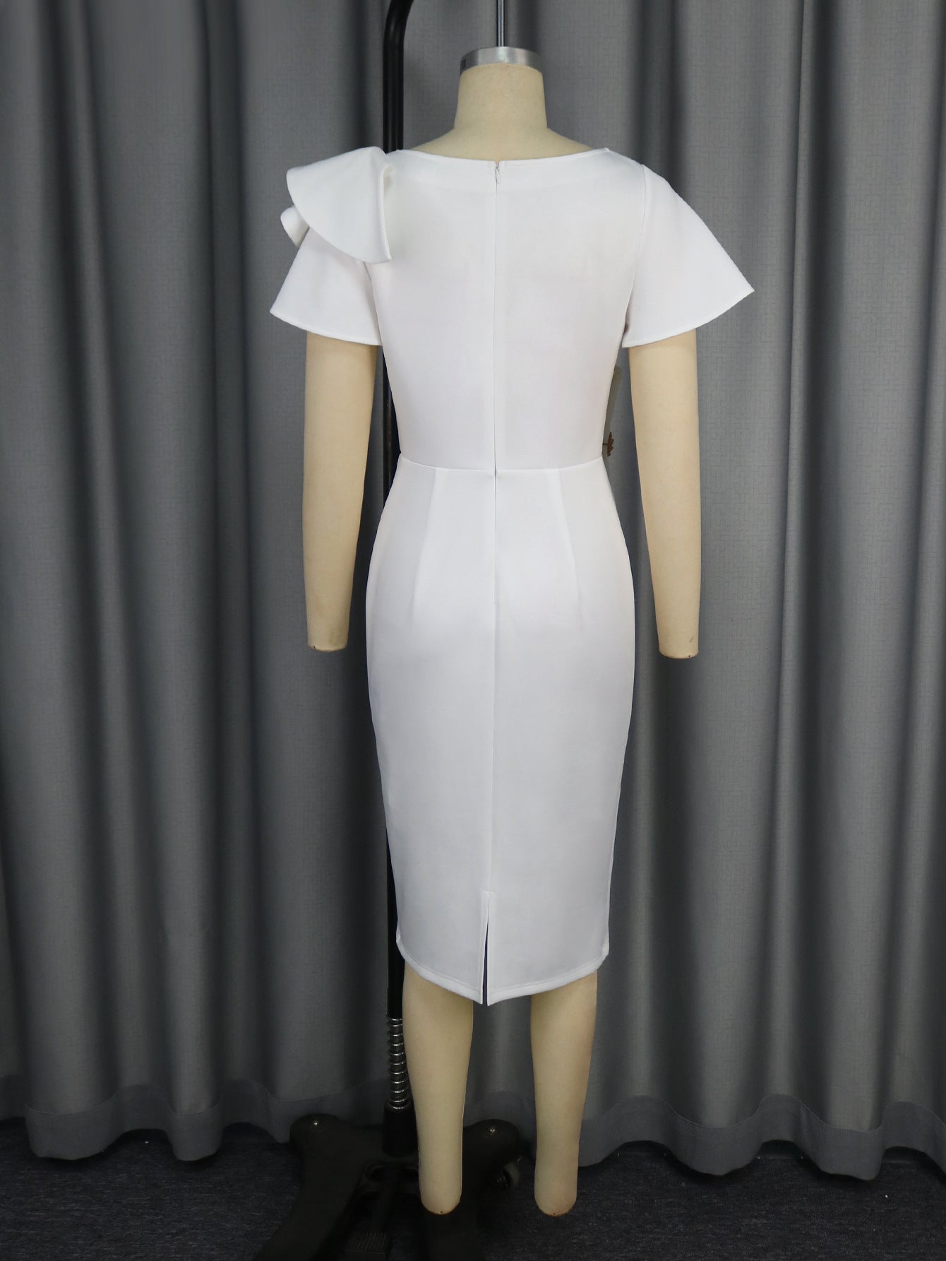 Women Elegant Slash Shoulder Ruffle Bodycon Bow Dresses 12