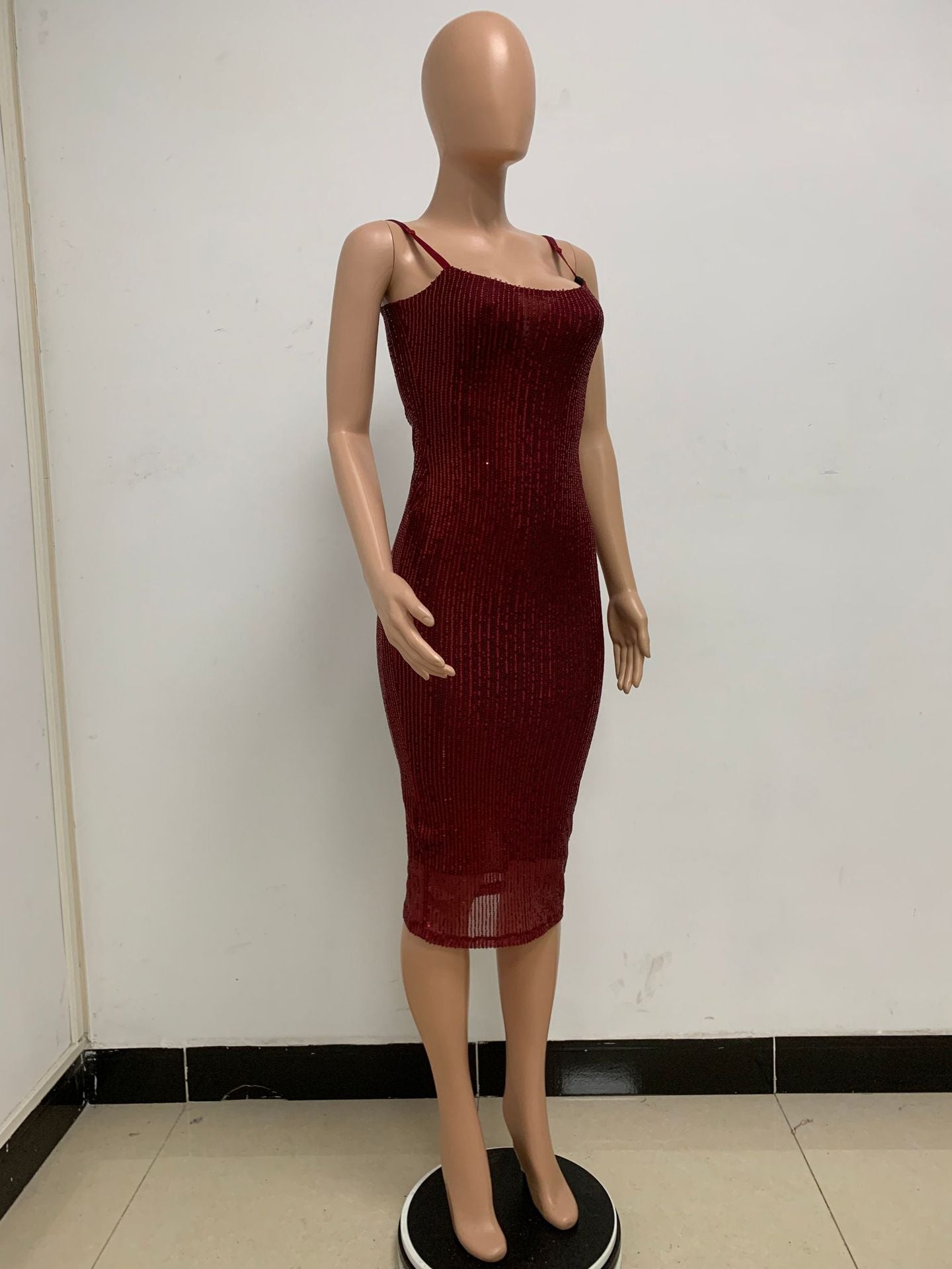 Summer Women's Sleeveless Low Back Straps Sequin Party Dress 77